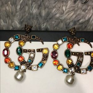 Double G , GG crystal embellished earrings